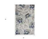 3' X 5' Blue and Gray Floral Vines Area Rug - Homeroots