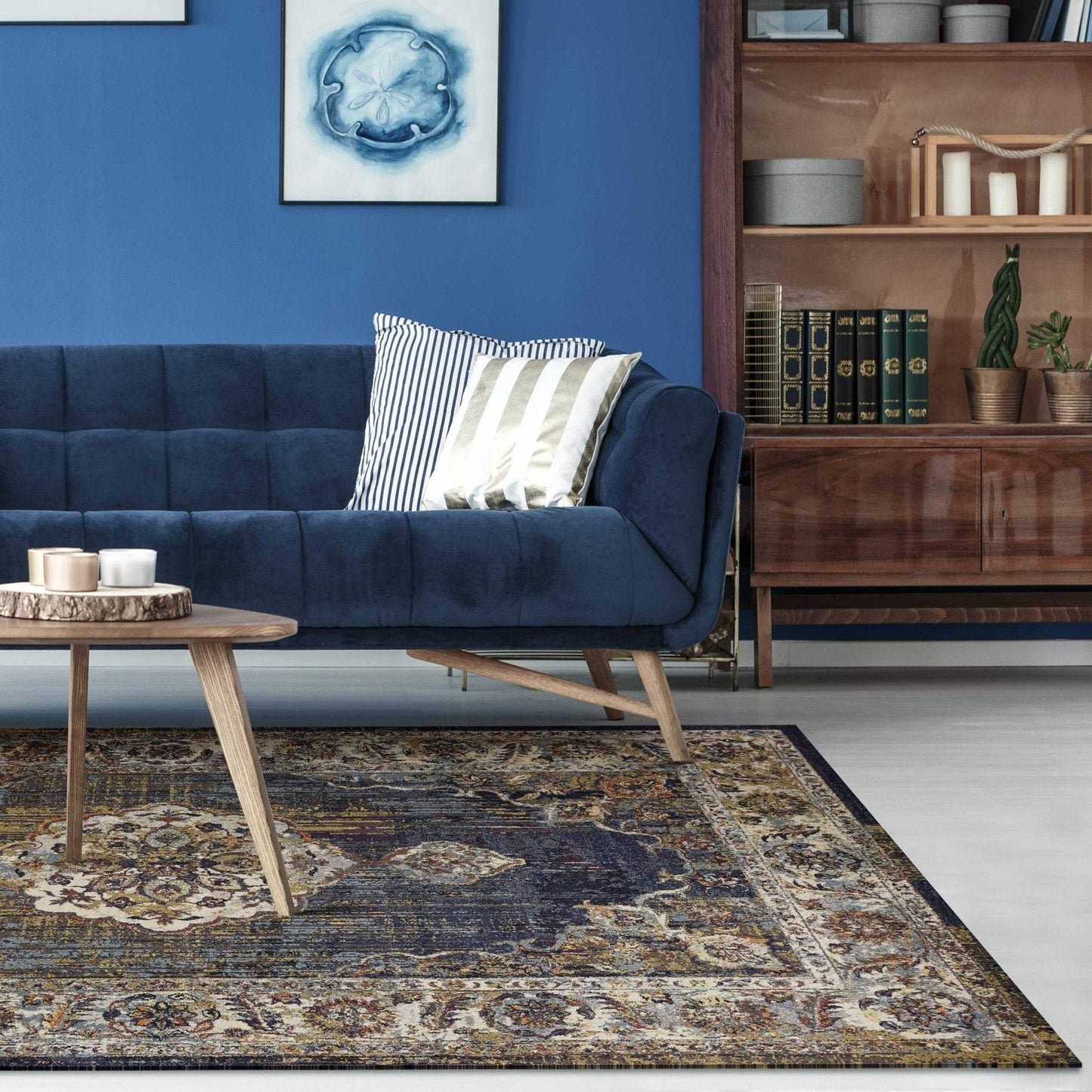 3' X 5' Navy Blue Oriental Area Rug - Homeroots - Flyclothing LLC