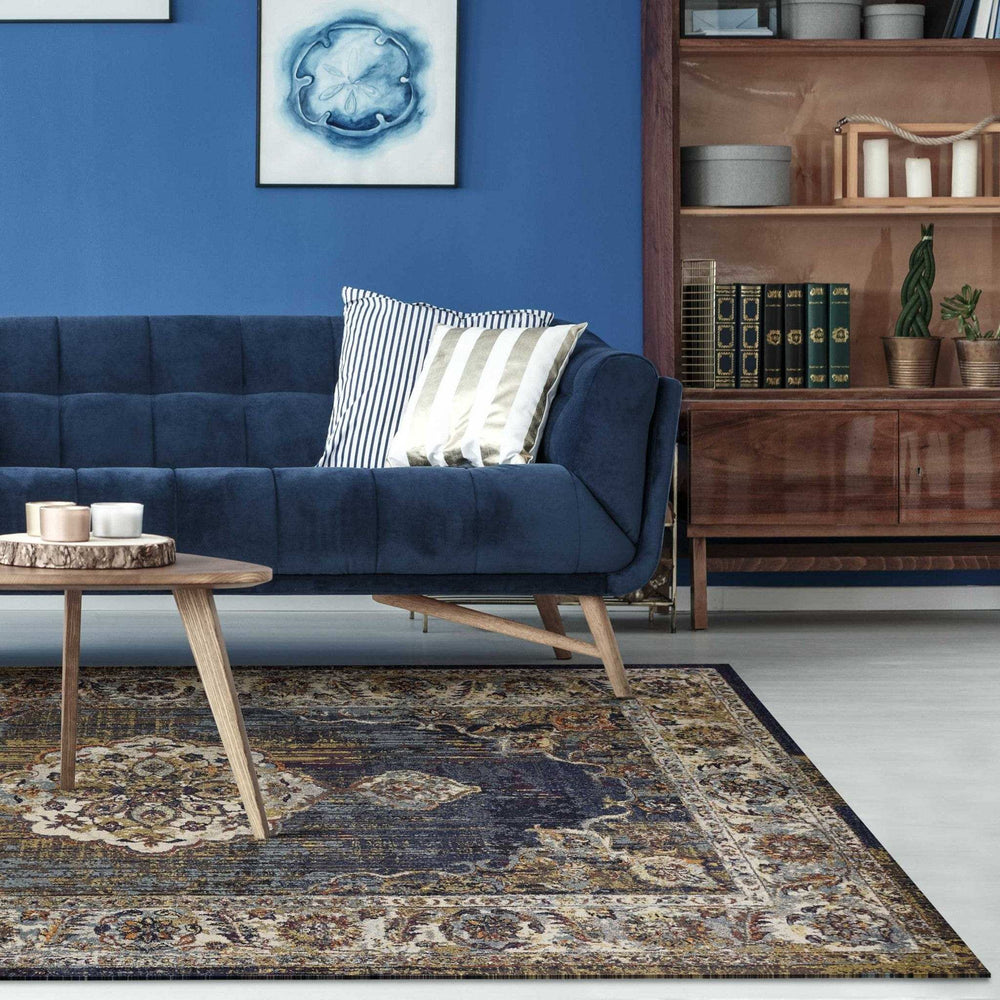 3' X 5' Navy Blue Oriental Area Rug - Homeroots - Flyclothing LLC
