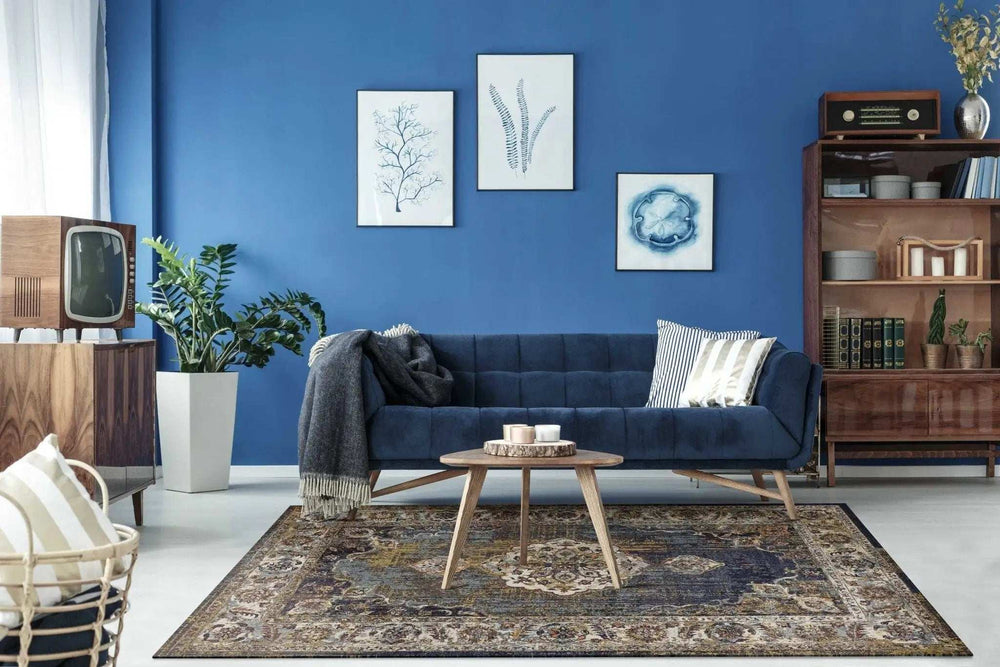 3' X 5' Navy Blue Oriental Area Rug - Homeroots - Flyclothing LLC