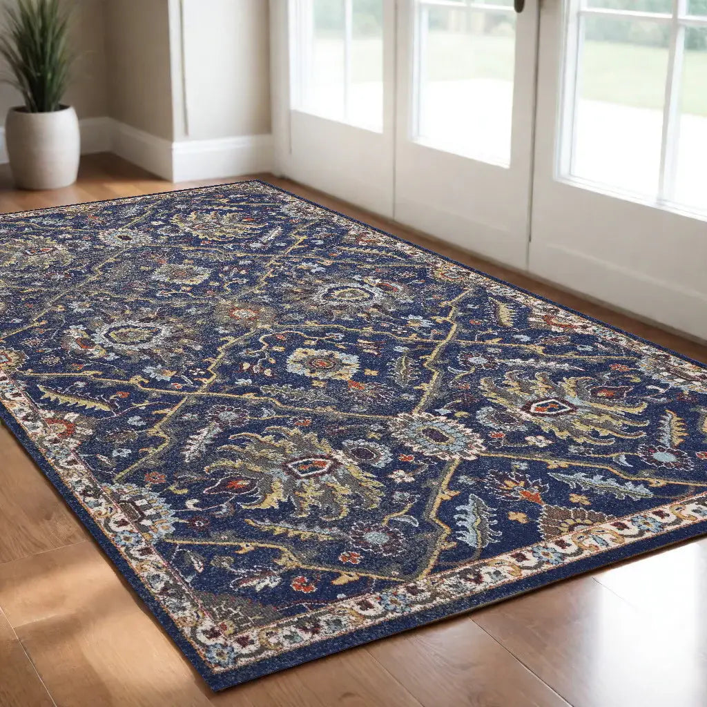 3' X 5' Royal Blue Oriental Area Rug - Homeroots - Flyclothing LLC