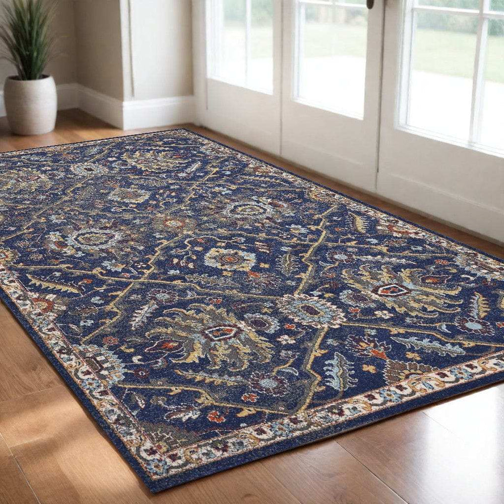 3' X 5' Royal Blue Oriental Area Rug - Homeroots - Flyclothing LLC