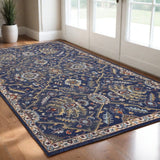 3' X 5' Royal Blue Oriental Area Rug - Homeroots