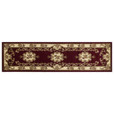 8' Red and Ivory Floral Border Runner Rug - Homeroots - Flyclothing LLC