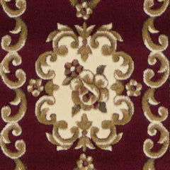 8' Red and Ivory Floral Border Runner Rug