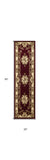 8' Red and Ivory Floral Border Runner Rug - Homeroots