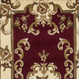 8' Red and Ivory Floral Border Runner Rug - Homeroots - Flyclothing LLC