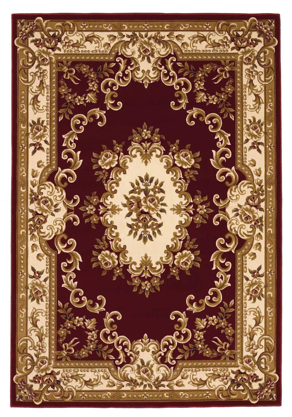 3' X 5' Red and Ivory Floral Border Area Rug - Homeroots - Flyclothing LLC