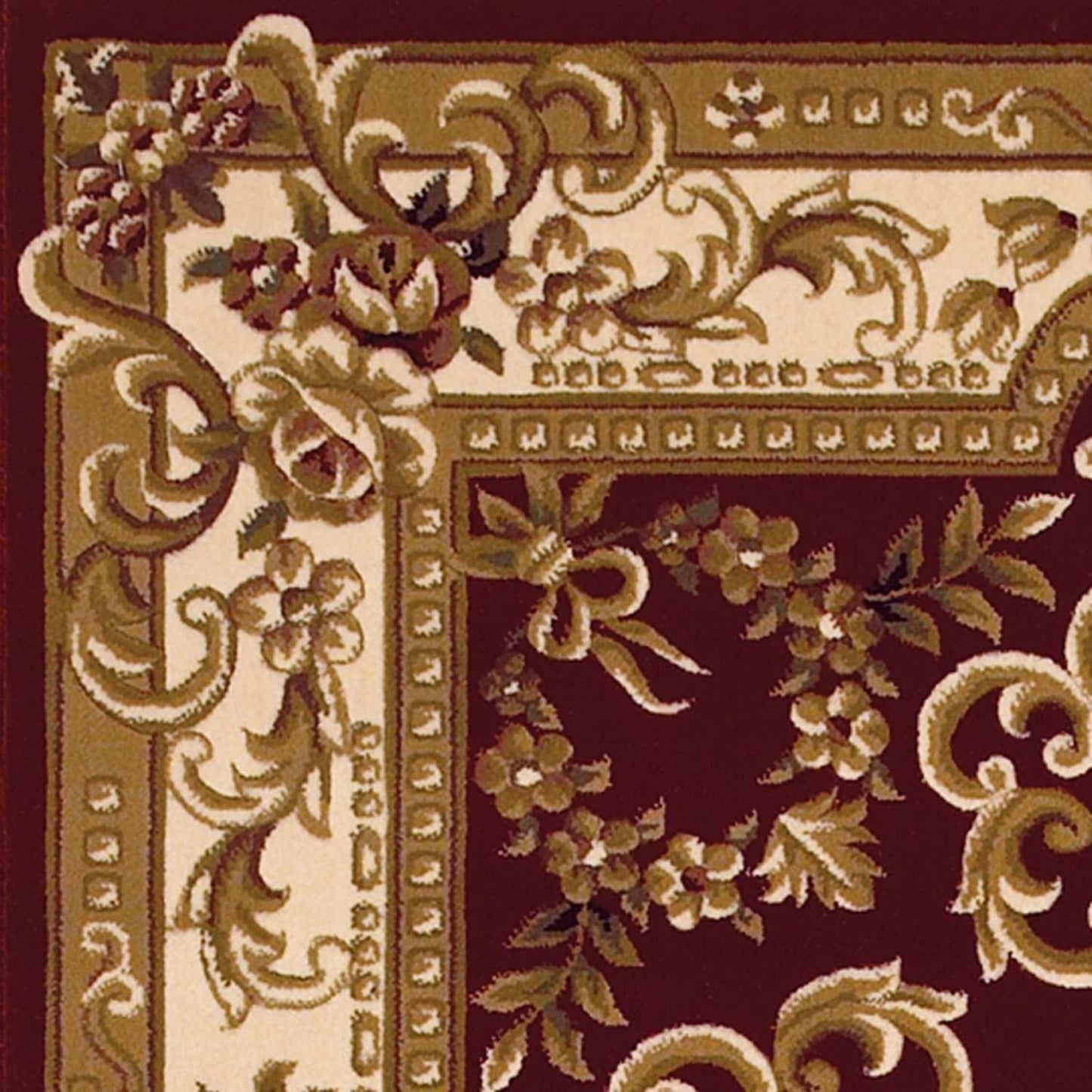 3' X 5' Red and Ivory Floral Border Area Rug - Homeroots - Flyclothing LLC