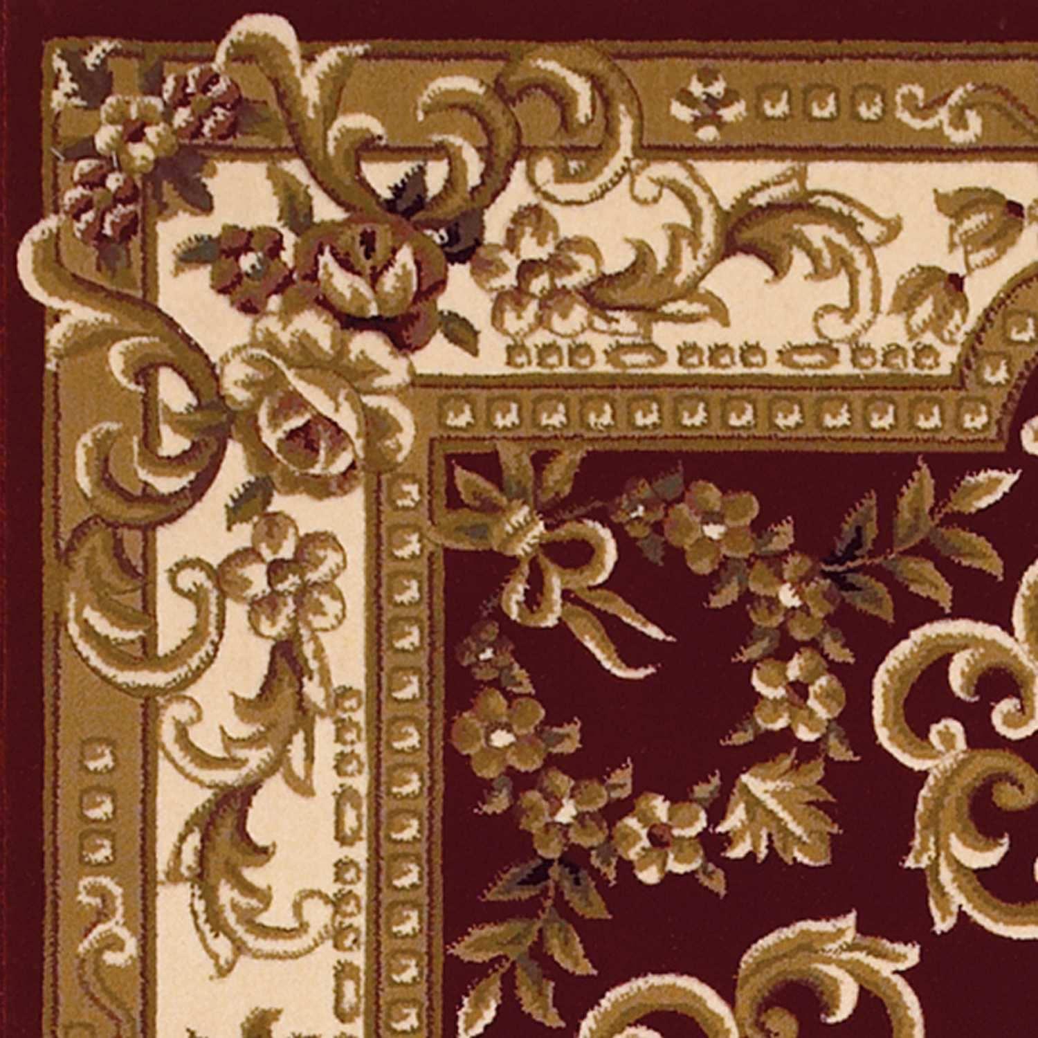 3' X 5' Red and Ivory Floral Border Area Rug - Homeroots - Flyclothing LLC
