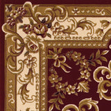 3' X 5' Red and Ivory Floral Border Area Rug - Homeroots