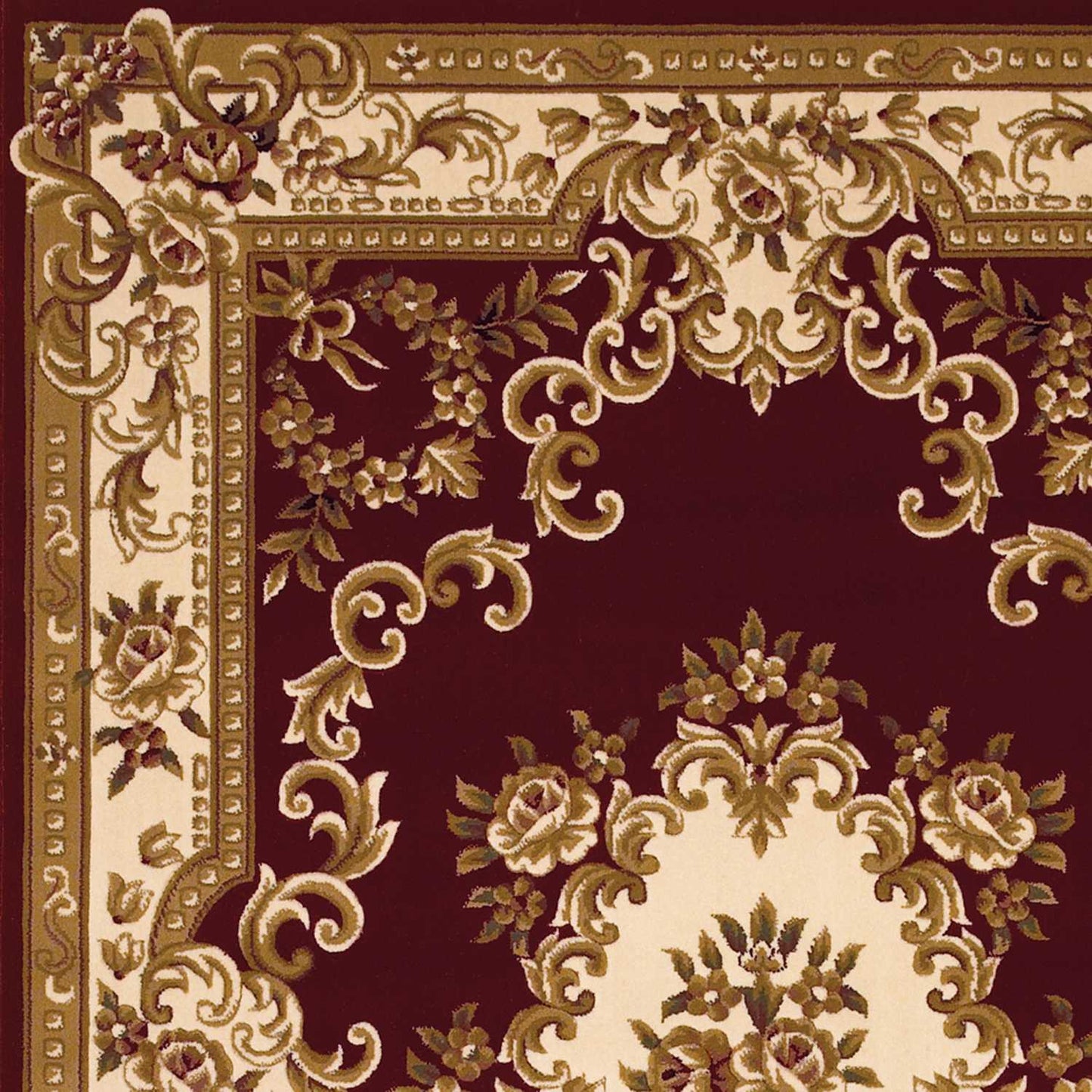 3' X 5' Red and Ivory Floral Border Area Rug - Homeroots - Flyclothing LLC