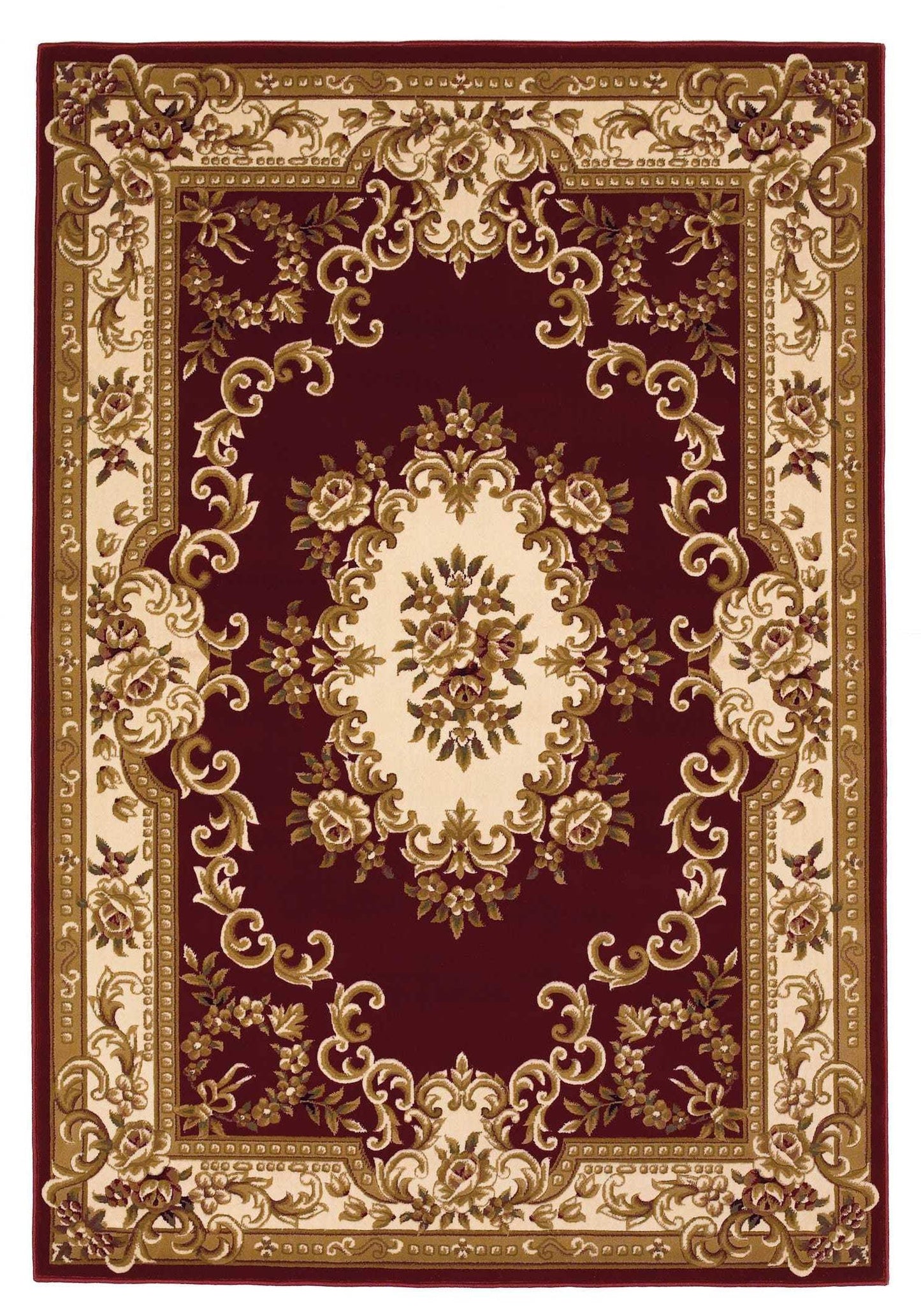 3' X 5' Red and Ivory Floral Border Area Rug - Homeroots - Flyclothing LLC