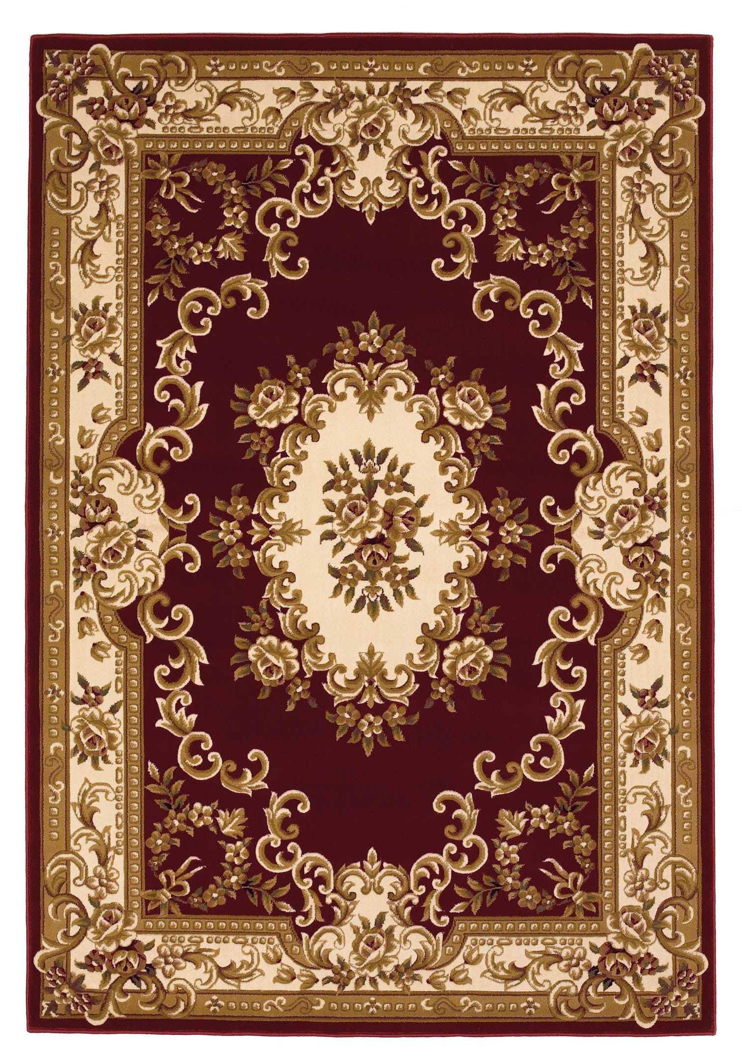 3' X 5' Red and Ivory Floral Border Area Rug - Homeroots - Flyclothing LLC