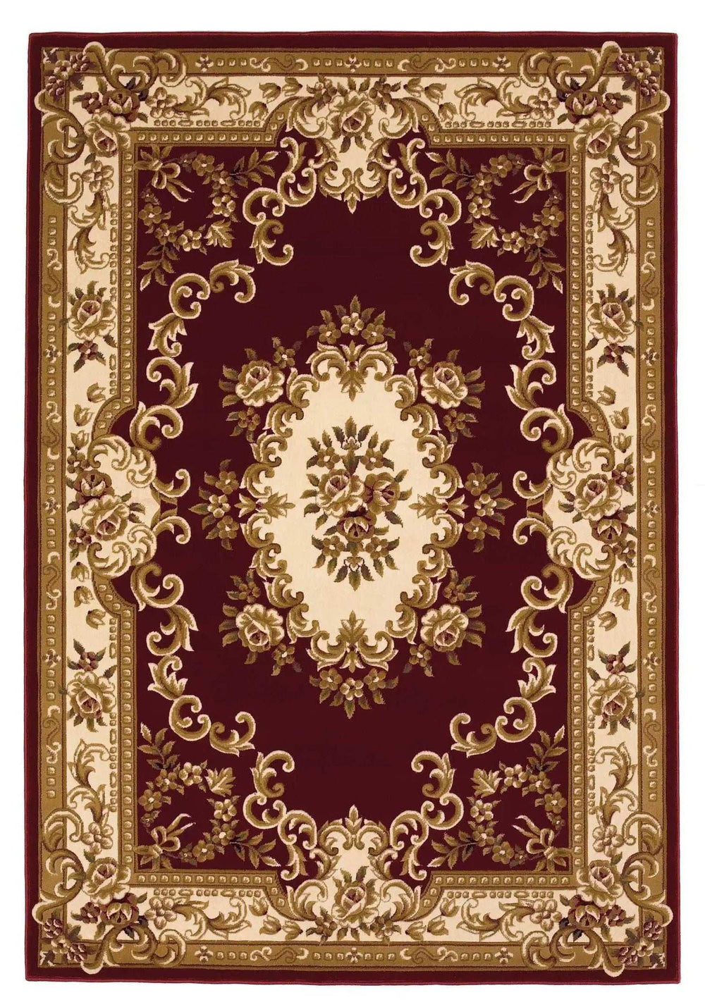3' X 5' Red and Ivory Floral Border Area Rug - Homeroots - Flyclothing LLC