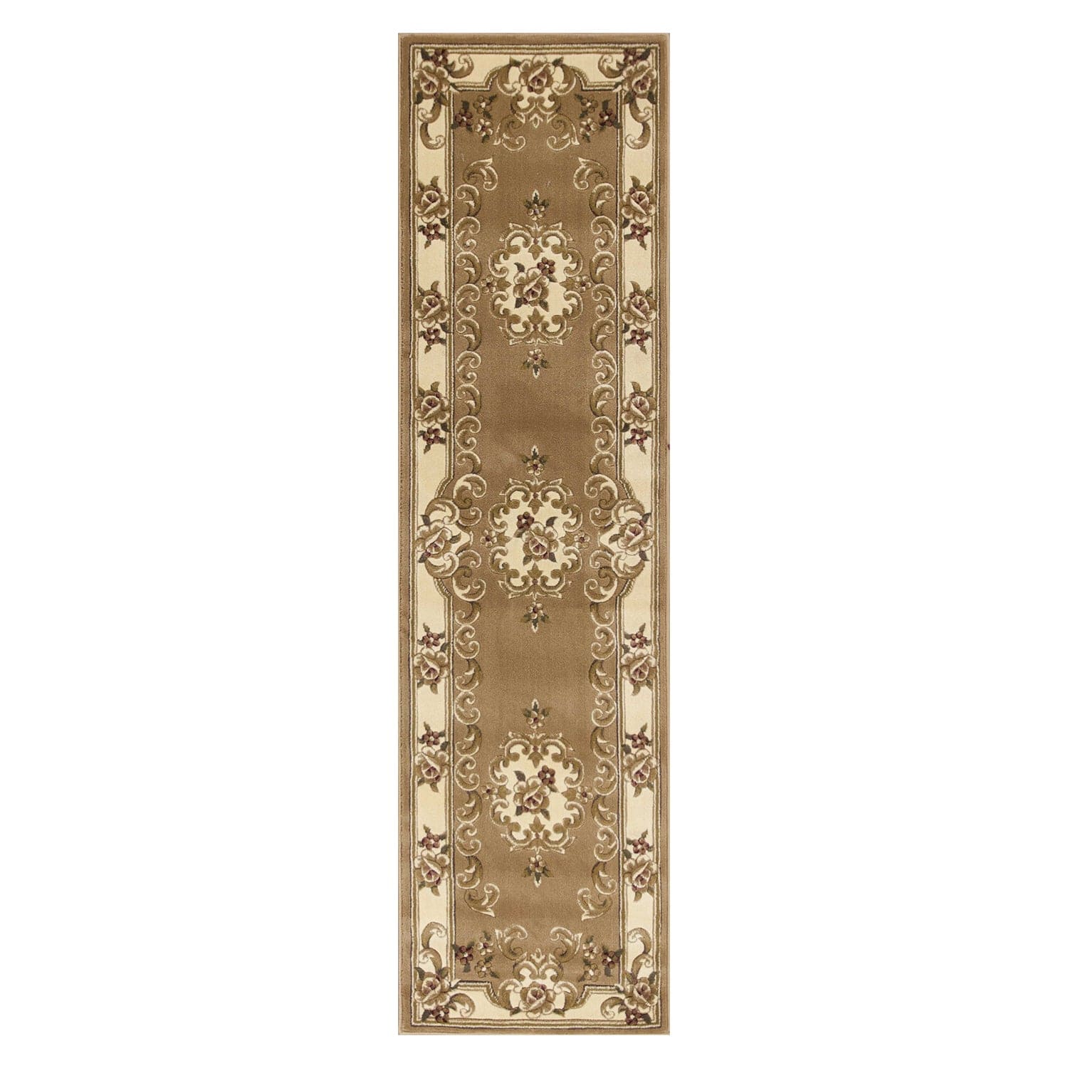 2' X 8' Beige Or Ivory Medallion Runner Rug