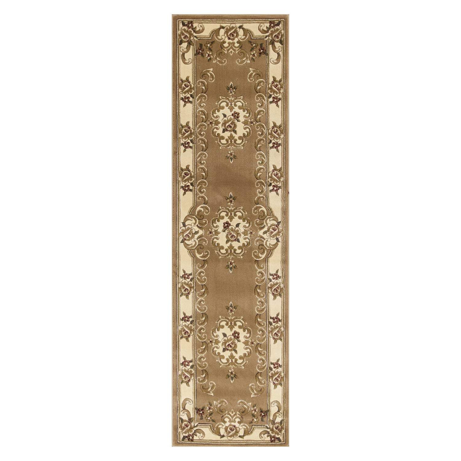 2' X 8' Beige Or Ivory Medallion Runner Rug - Homeroots - Flyclothing LLC