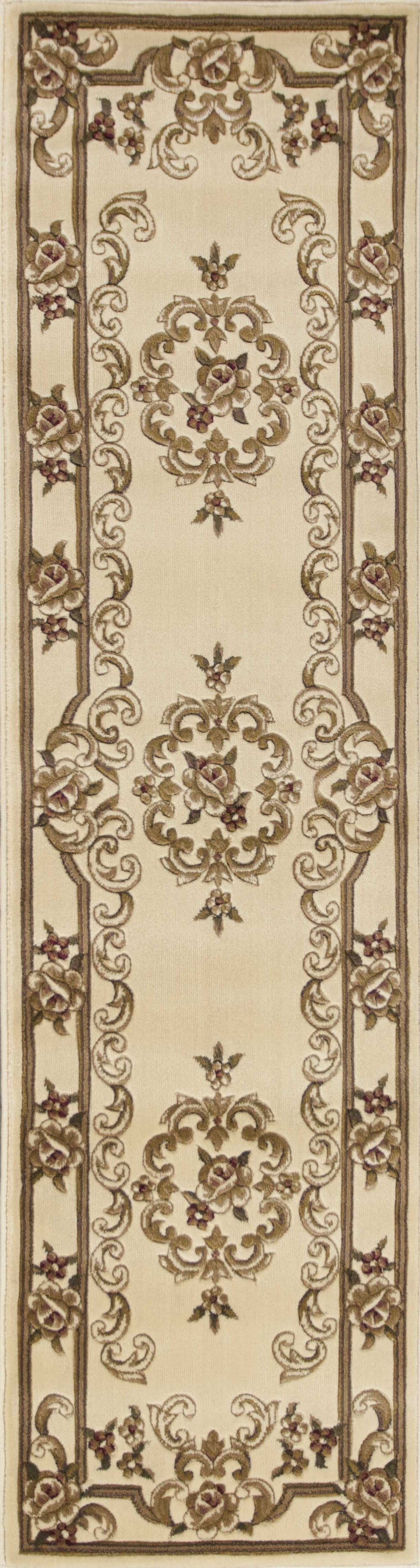 2' X 8' Ivory Medallion Runner Rug
