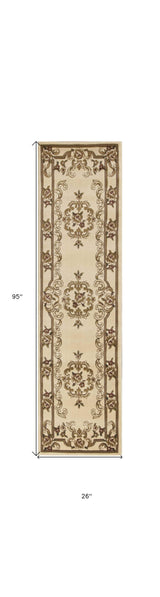 2' X 8' Ivory Medallion Runner Rug - Homeroots - Flyclothing LLC