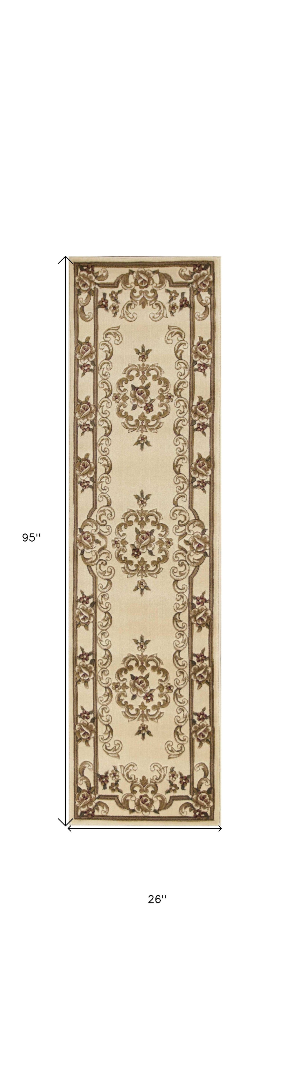 2' X 8' Ivory Medallion Runner Rug - Homeroots - Flyclothing LLC