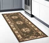 8' Green and Ivory Medallion Runner Rug - Homeroots