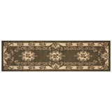 8' Green and Ivory Medallion Runner Rug - Homeroots