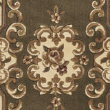 8' Green and Ivory Medallion Runner Rug - Homeroots