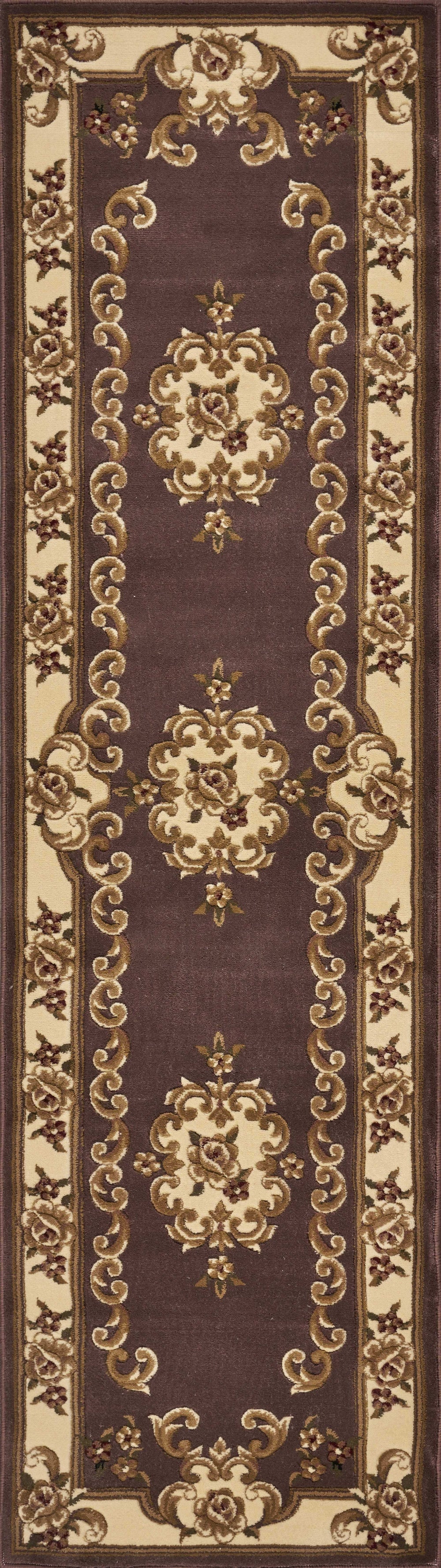2' X 8' Plum Or Ivory Medallion Runner Rug - Homeroots - Flyclothing LLC