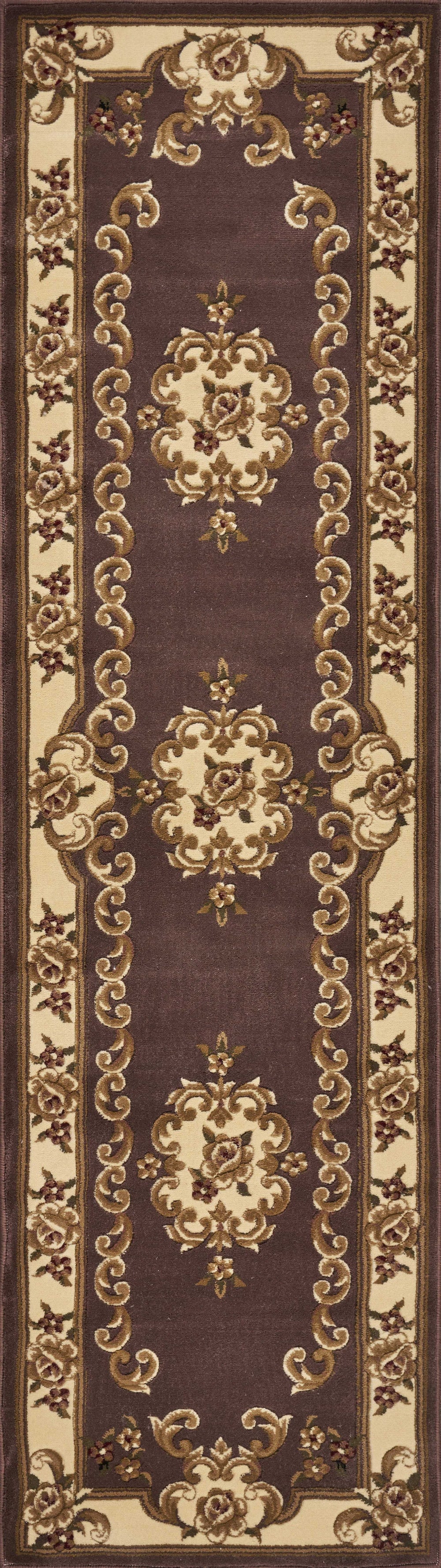 2' X 8' Plum Or Ivory Medallion Runner Rug - Homeroots