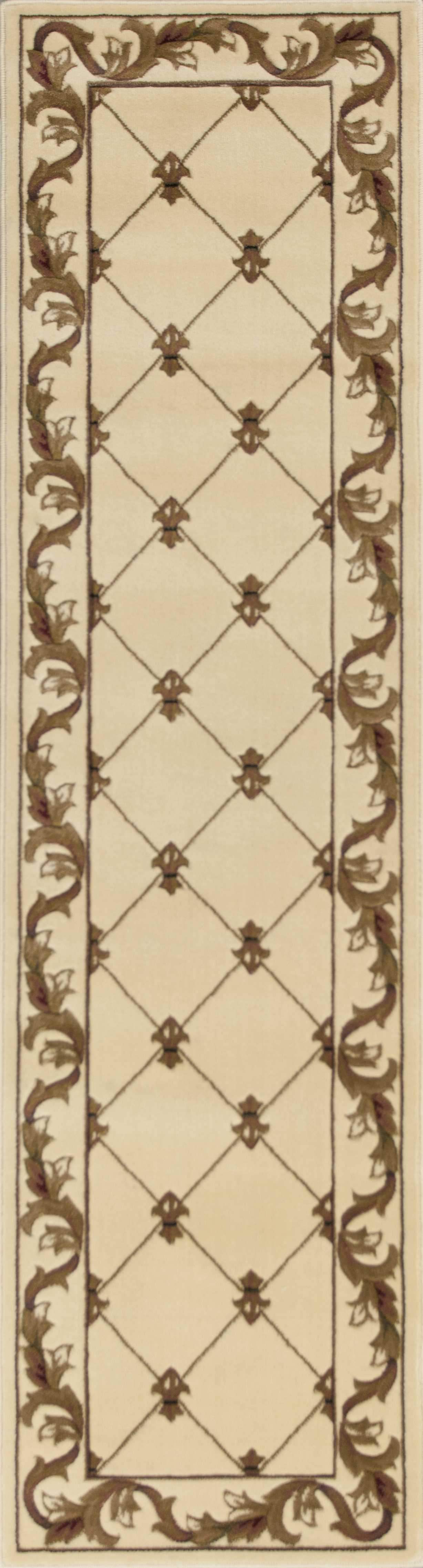 2' X 8' Ivory Fleur De Lis Runner Rug - Homeroots - Flyclothing LLC