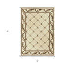 3' X 5' Ivory Machine Woven Hand Carved Fleur De Lis Indoor Area Rug - Homeroots