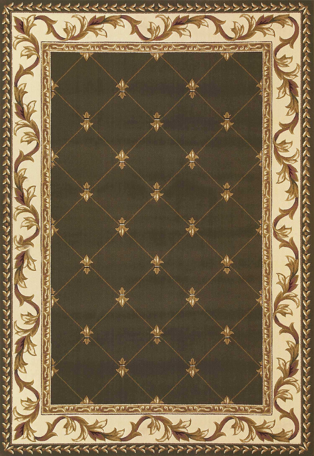 3' X 5' Green Machine Woven Hand Carved Fleur De Lis Indoor Area Rug - Homeroots - Flyclothing LLC