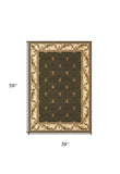 3' X 5' Green Machine Woven Hand Carved Fleur De Lis Indoor Area Rug - Homeroots