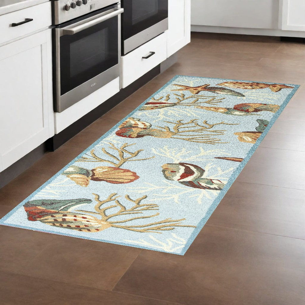 8' Runner Blue Hand Tufted Runner Rug - Homeroots