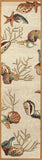 8' Beige Hand Hooked Sea Shells Indoor Runner Rug - Homeroots