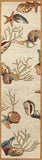 8' Beige Hand Hooked Sea Shells Indoor Runner Rug - Homeroots