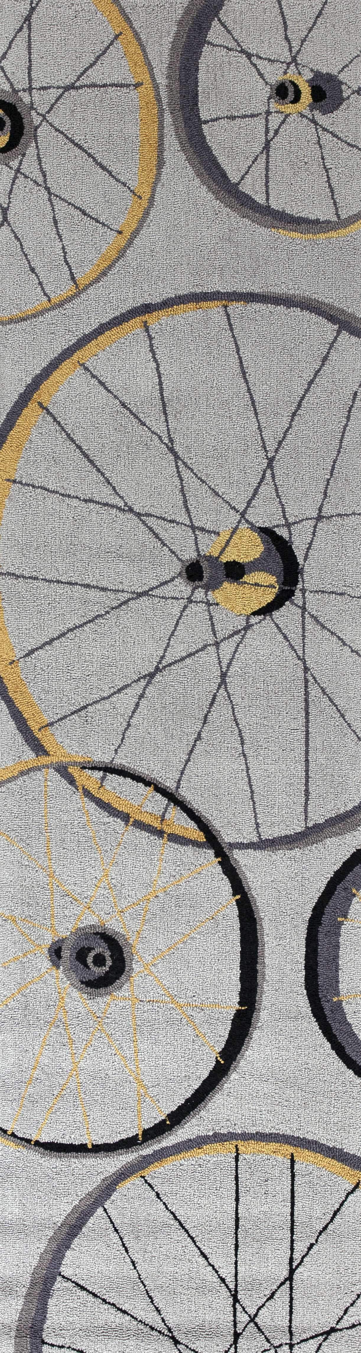 2' X 7' Grey Wheels Runner Rug - Homeroots - Flyclothing LLC
