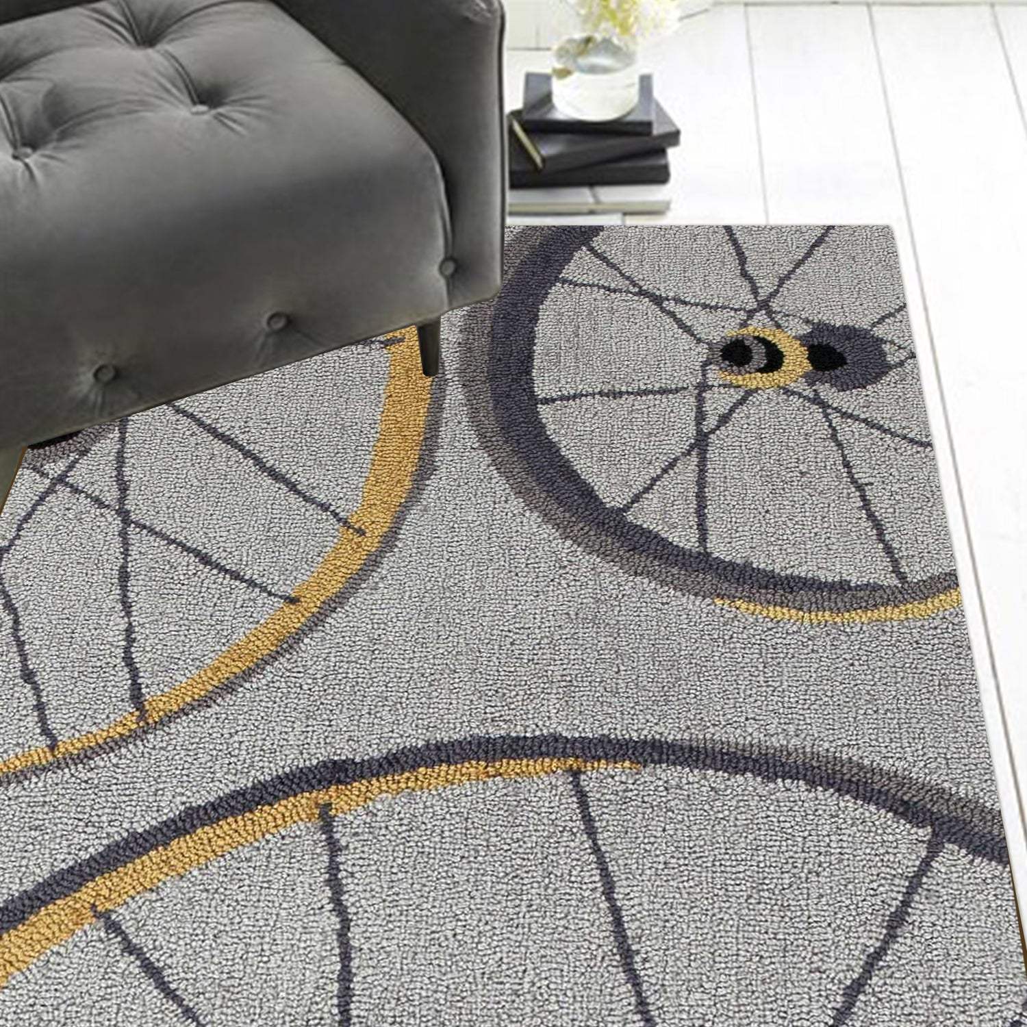 2' X 7' Grey Wheels Runner Rug - Homeroots - Flyclothing LLC