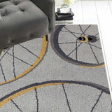 2' X 7' Grey Wheels Runner Rug - Homeroots - Flyclothing LLC