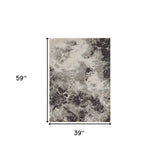 3' X 5' Silver Abstract Area Rug - Homeroots