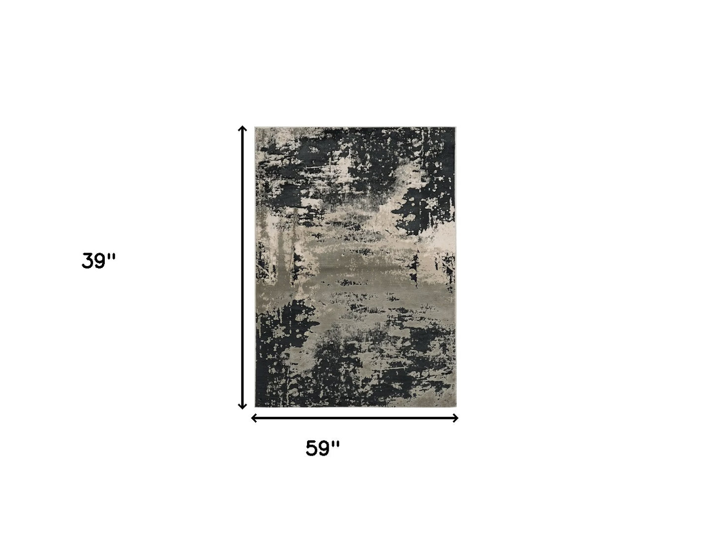 3' X 5' Black and Silver Abstract Area Rug - Homeroots - Flyclothing LLC
