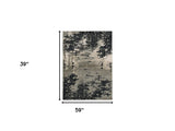 3' X 5' Black and Silver Abstract Area Rug - Homeroots - Flyclothing LLC