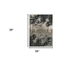3' X 5' Black and Silver Abstract Area Rug - Homeroots - Flyclothing LLC
