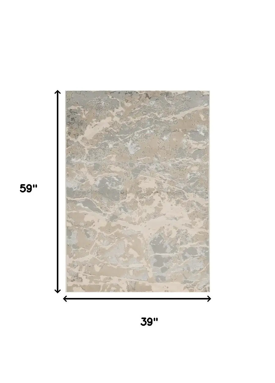 3' X 5' Sand Abstract Area Rug - Homeroots - Flyclothing LLC