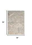 3' X 5' Sand Abstract Area Rug - Homeroots