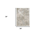 3' X 5' Sand Geometric Distressed Area Rug - Homeroots - Flyclothing LLC
