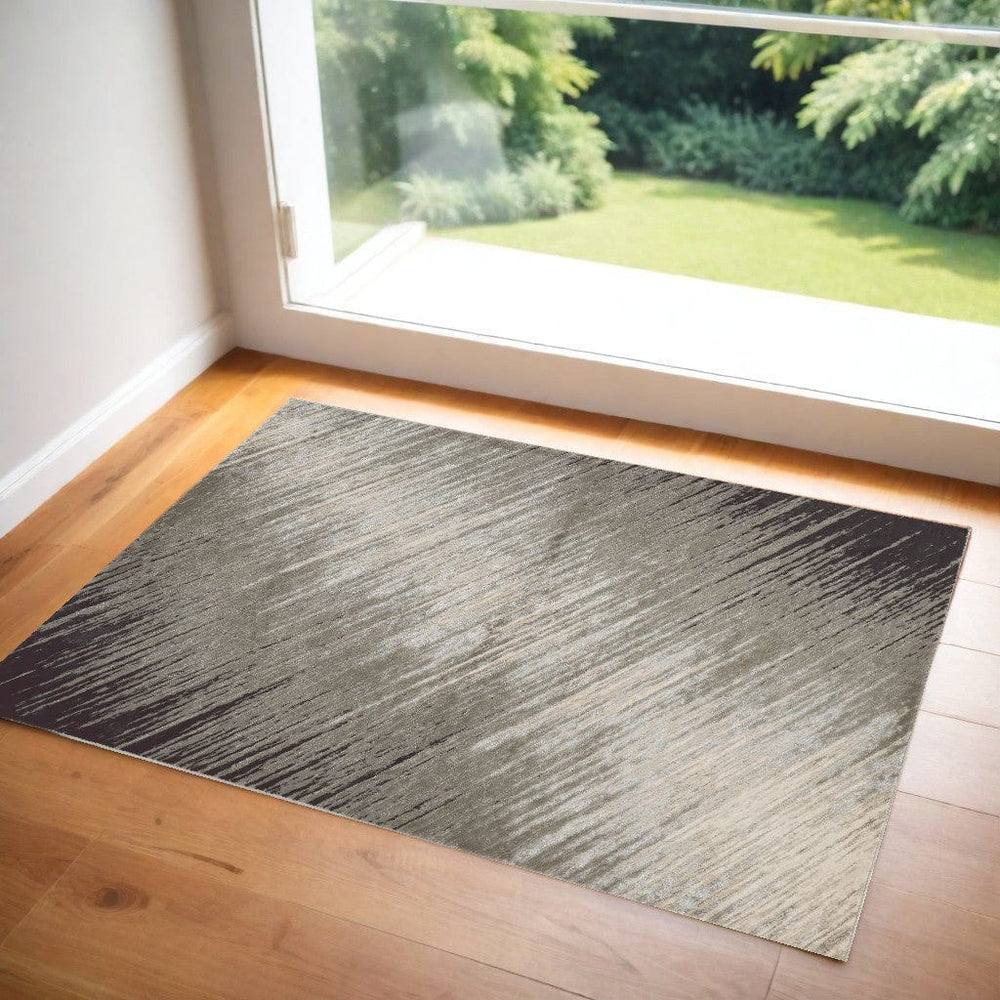 3' X 5' Silver Abstract Area Rug - Homeroots