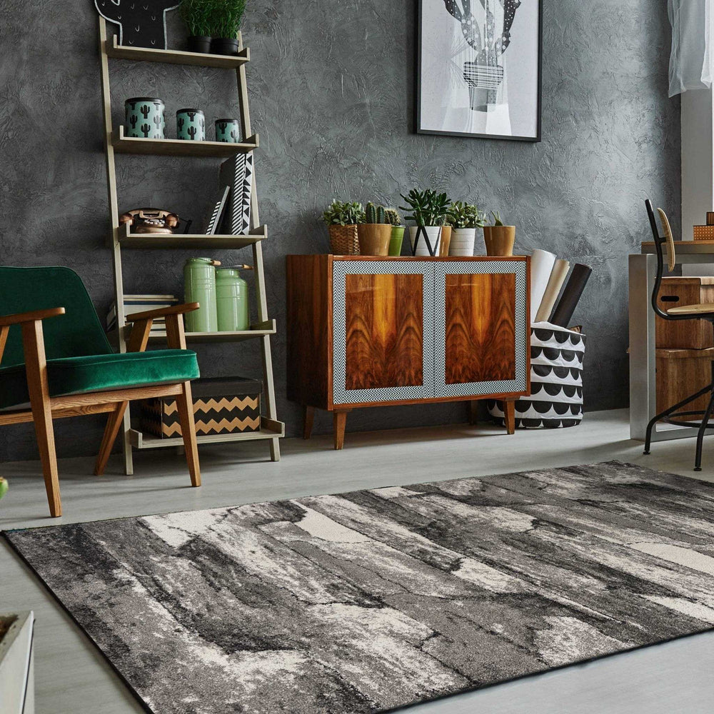 3' X 5' Grey Abstract Design Area Rug - Homeroots - Flyclothing LLC