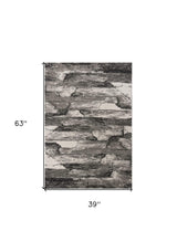 3' X 5' Grey Abstract Design Area Rug - Homeroots - Flyclothing LLC