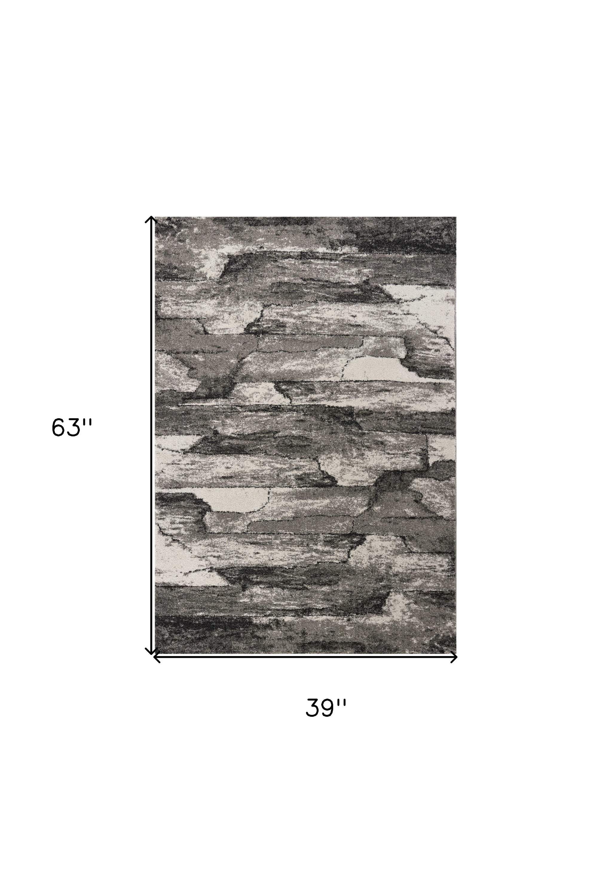 3' X 5' Grey Abstract Design Area Rug - Homeroots - Flyclothing LLC